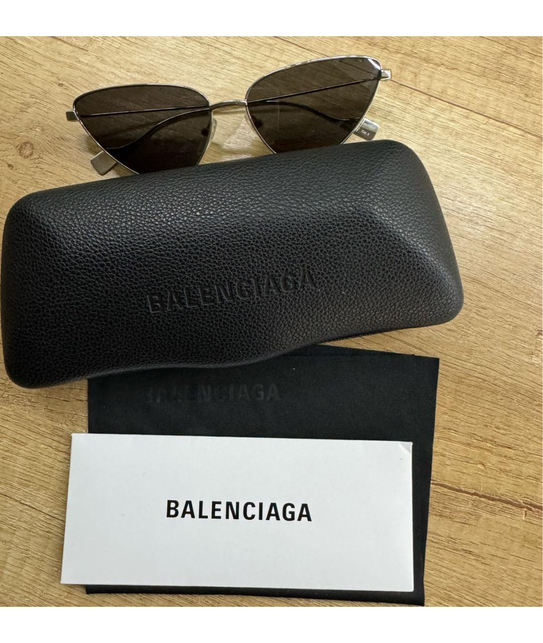 BALENCIAGA Серебряные металлические солнцезащитные очки, фото 4