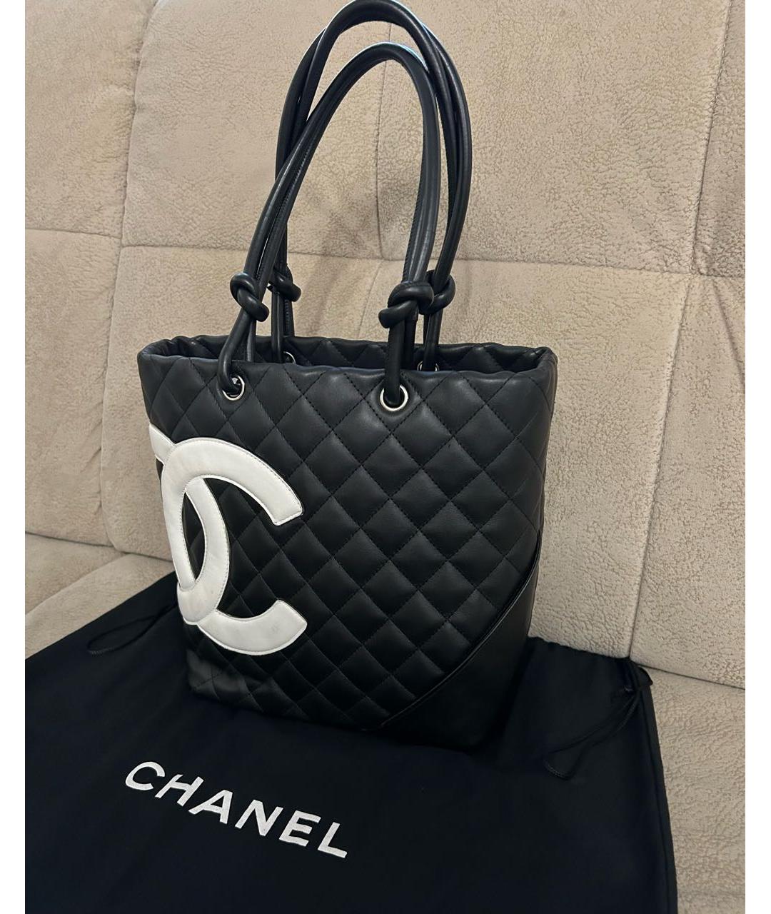 CHANEL Черная кожаная сумка тоут, фото 5
