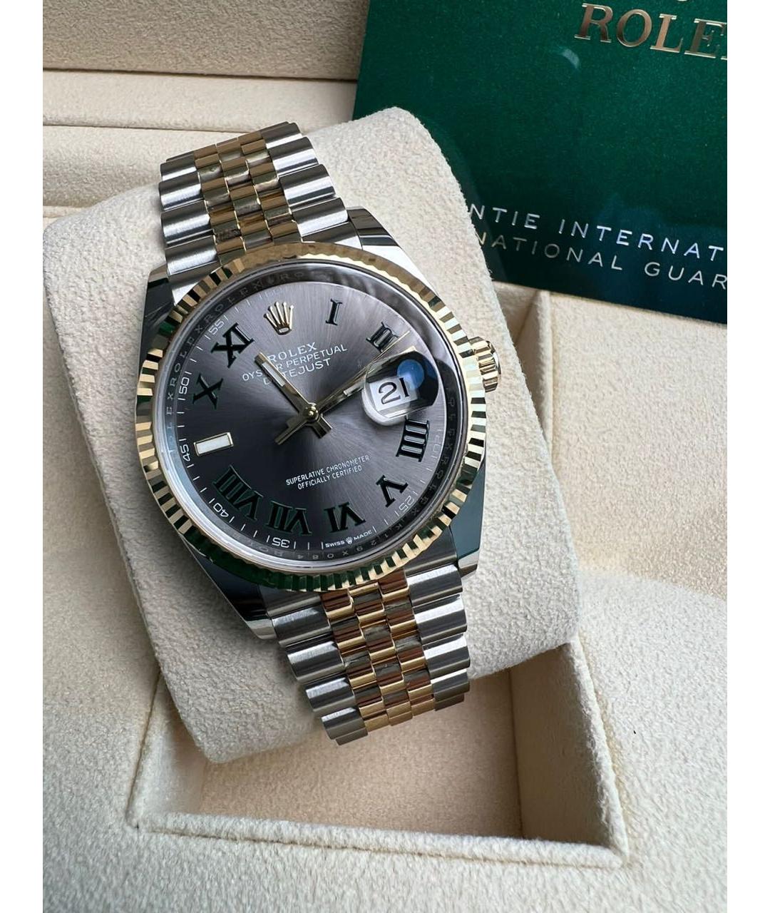 ROLEX Антрацитовые часы из желтого золота, фото 2