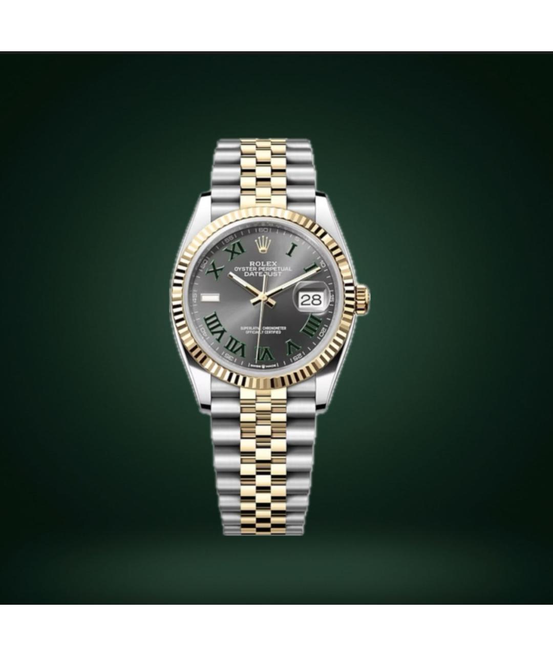 ROLEX Антрацитовые часы из желтого золота, фото 3