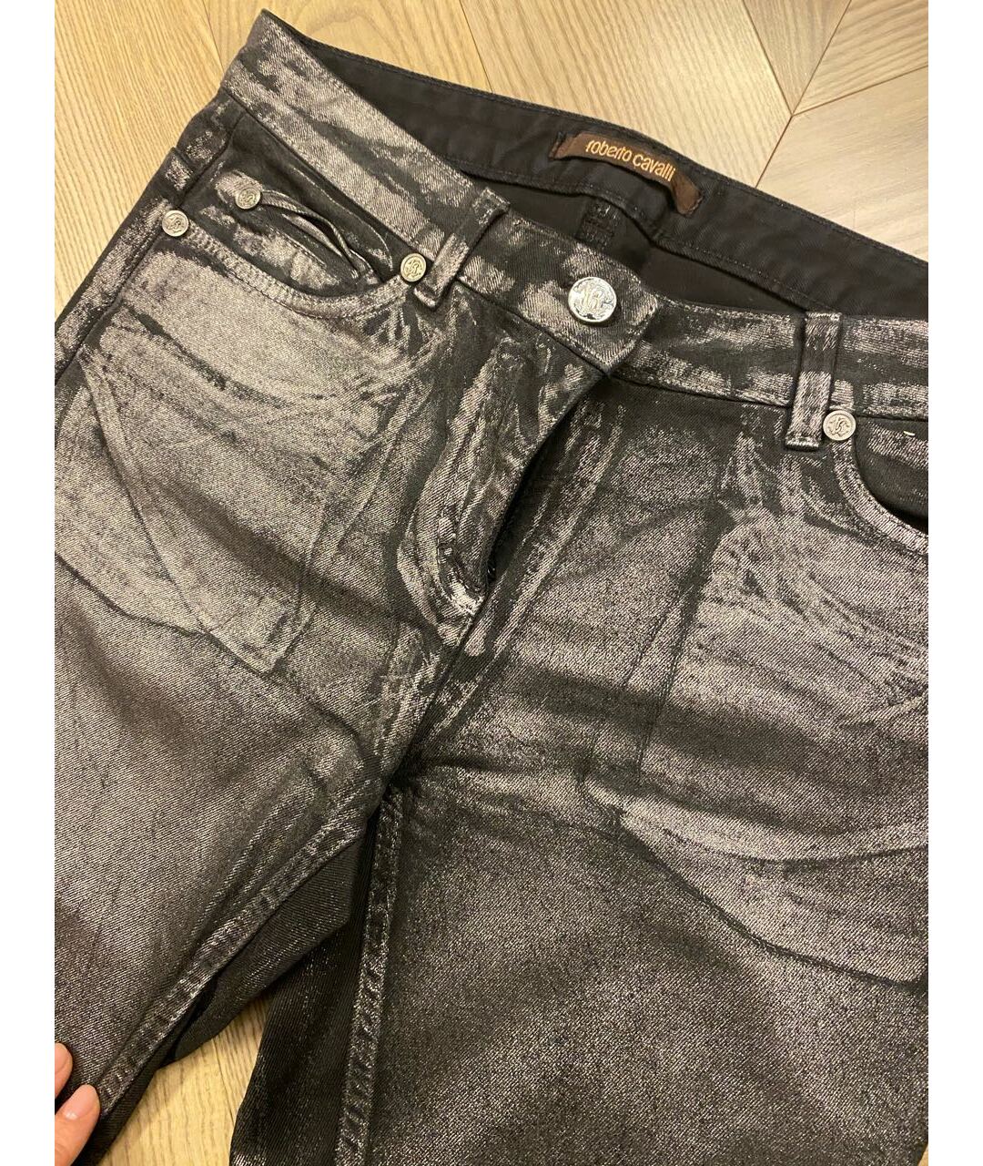 ROBERTO CAVALLI Антрацитовые джинсы слим, фото 3
