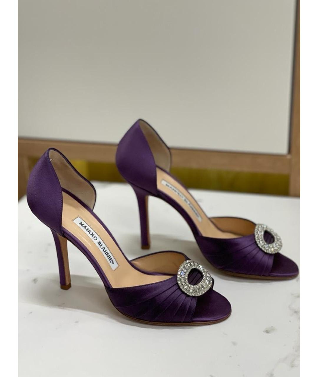 MANOLO BLAHNIK Фиолетовые текстильные туфли, фото 7