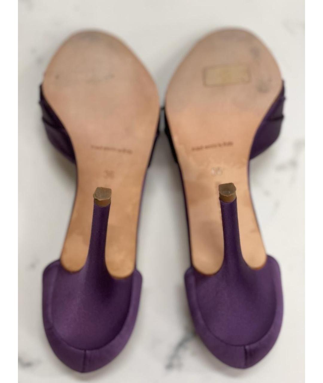 MANOLO BLAHNIK Фиолетовые текстильные туфли, фото 6