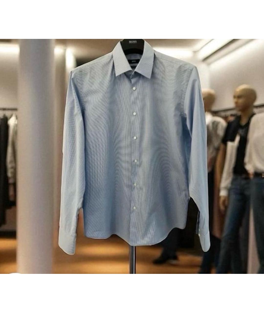 HUGO BOSS Голубая хлопковая классическая рубашка, фото 3