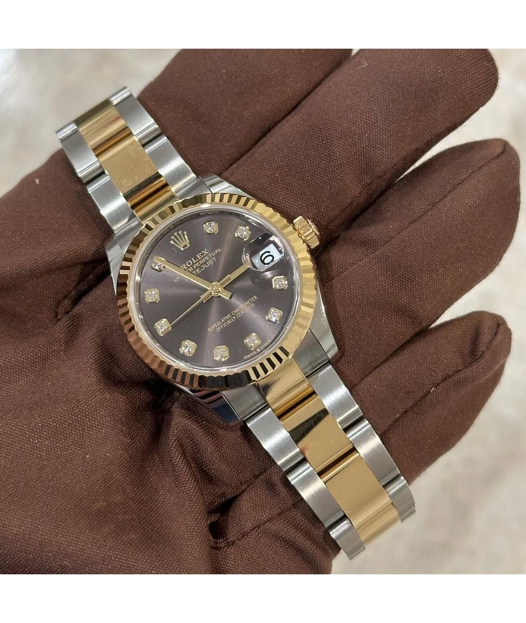 ROLEX Коричневые часы из желтого золота, фото 3
