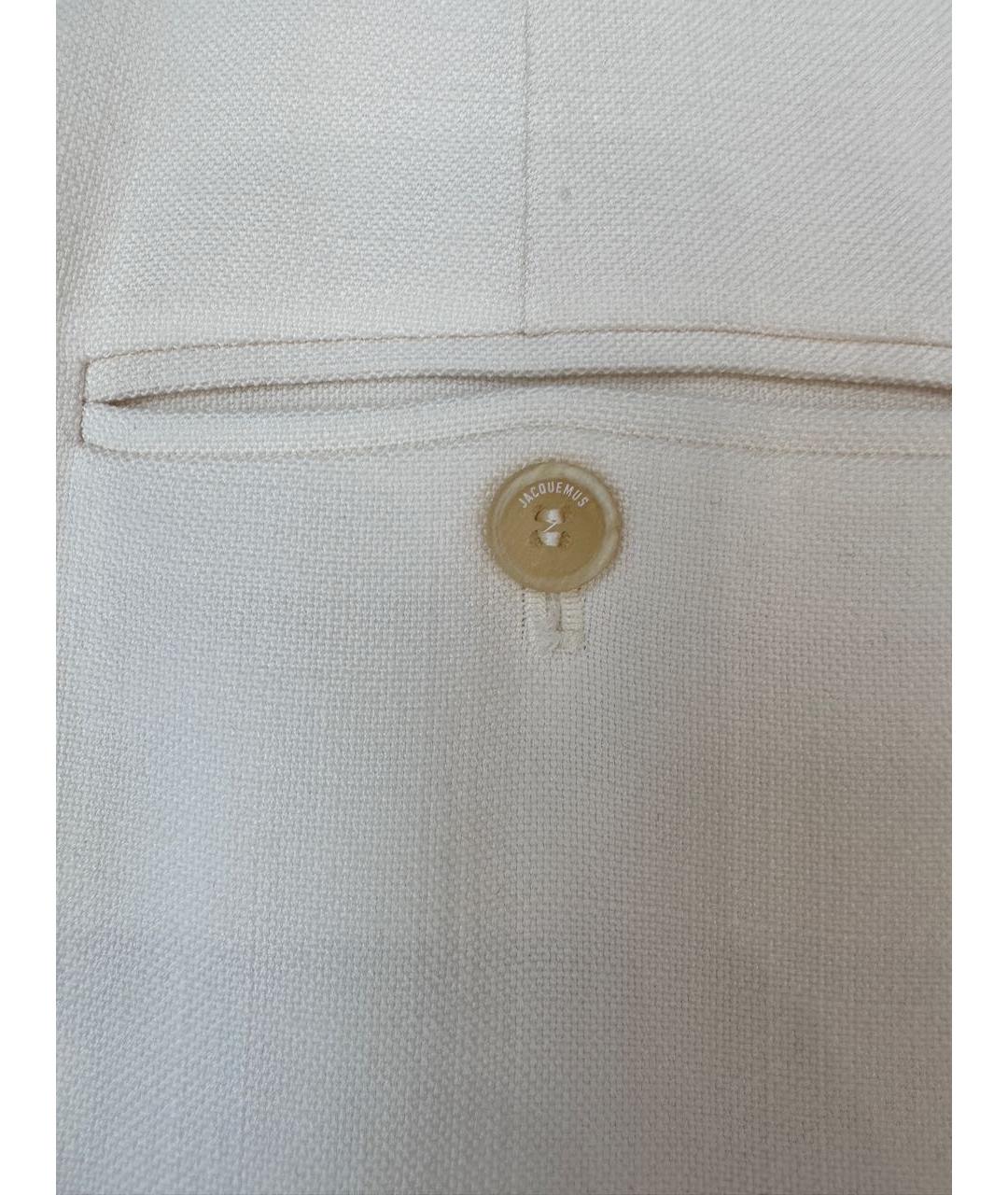 JACQUEMUS Белые льняные брюки широкие, фото 4