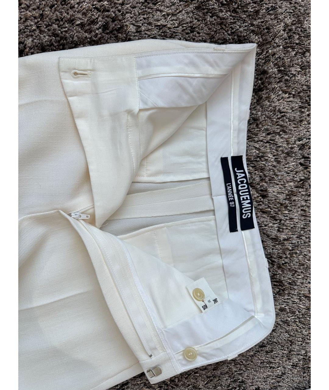 JACQUEMUS Белые льняные брюки широкие, фото 3