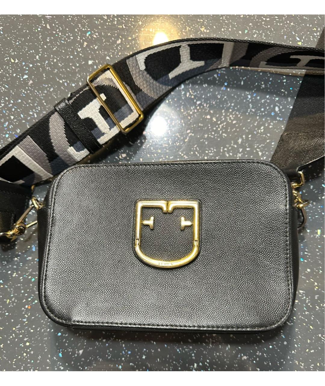 FURLA Черная кожаная сумка через плечо, фото 5