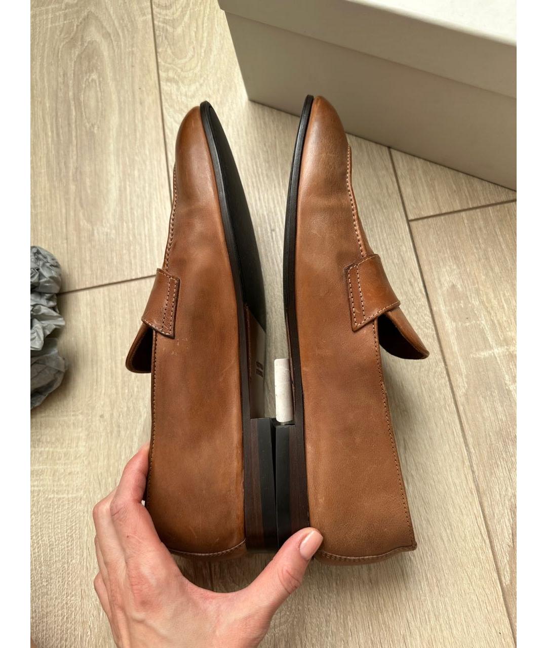 BRUNELLO CUCINELLI Горчичные кожаные туфли, фото 9