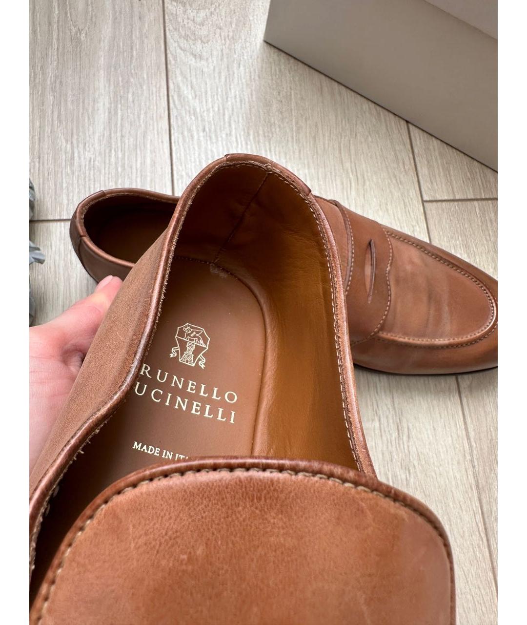 BRUNELLO CUCINELLI Горчичные кожаные туфли, фото 5