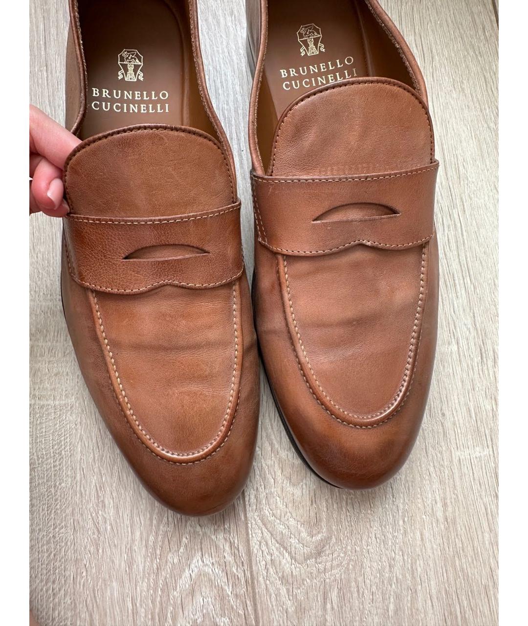 BRUNELLO CUCINELLI Горчичные кожаные туфли, фото 3