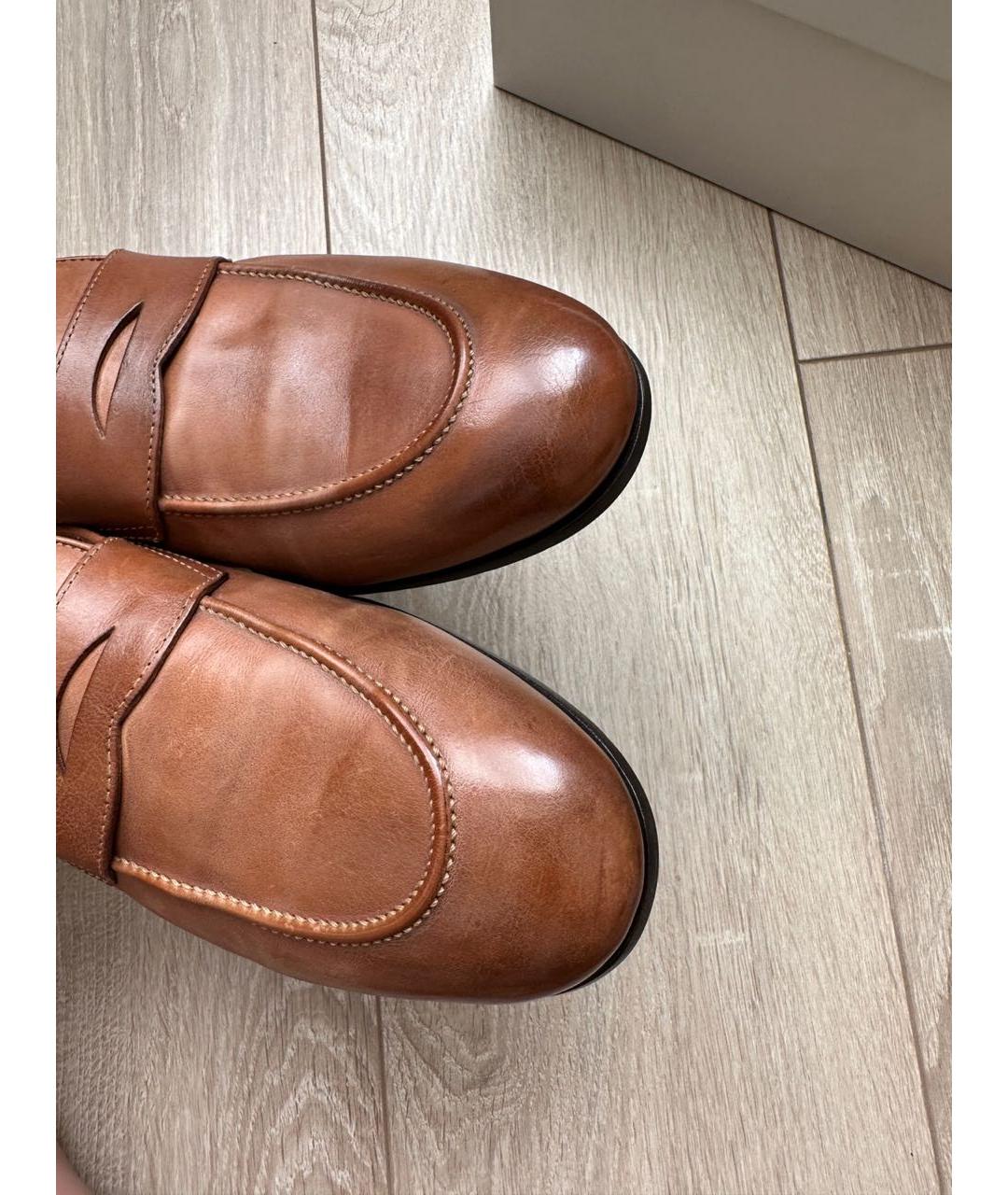 BRUNELLO CUCINELLI Горчичные кожаные туфли, фото 4
