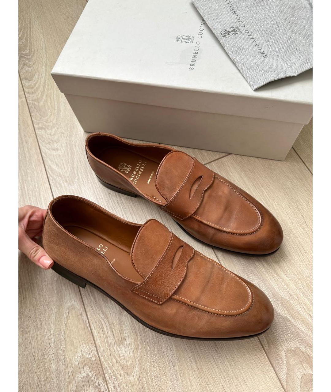 BRUNELLO CUCINELLI Горчичные кожаные туфли, фото 2