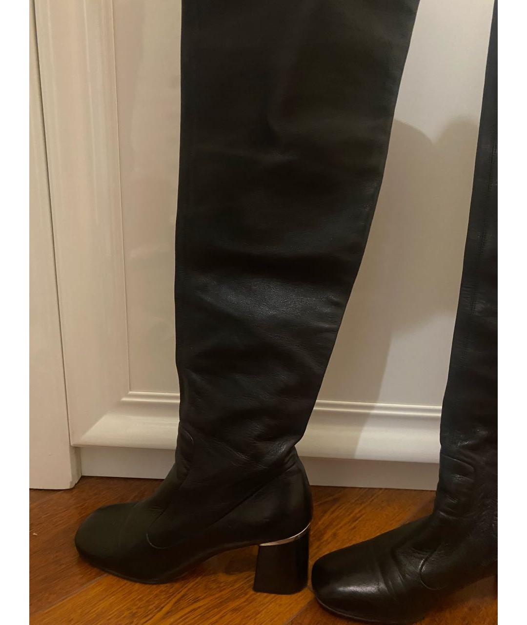 CELINE Черные кожаные ботфорты, фото 3
