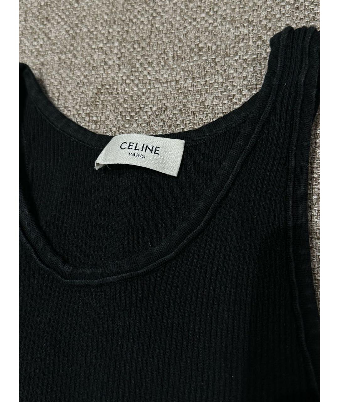 CELINE Черная хлопковая майка, фото 6