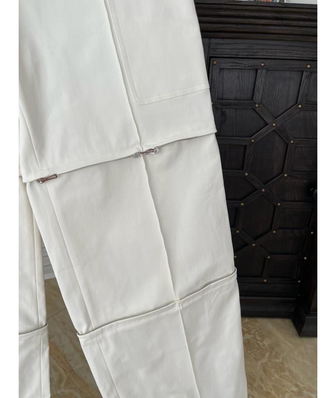 HERMES PRE-OWNED Белые хлопковые прямые брюки, фото 3