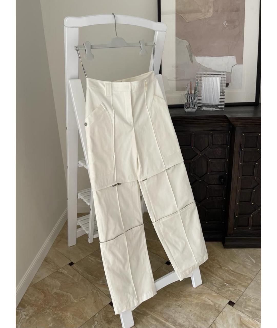 HERMES PRE-OWNED Белые хлопковые прямые брюки, фото 2
