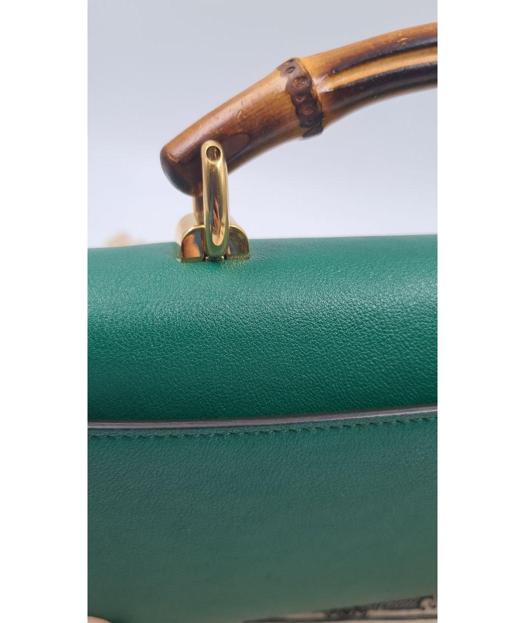 GUCCI Зеленая кожаная сумка с короткими ручками, фото 5