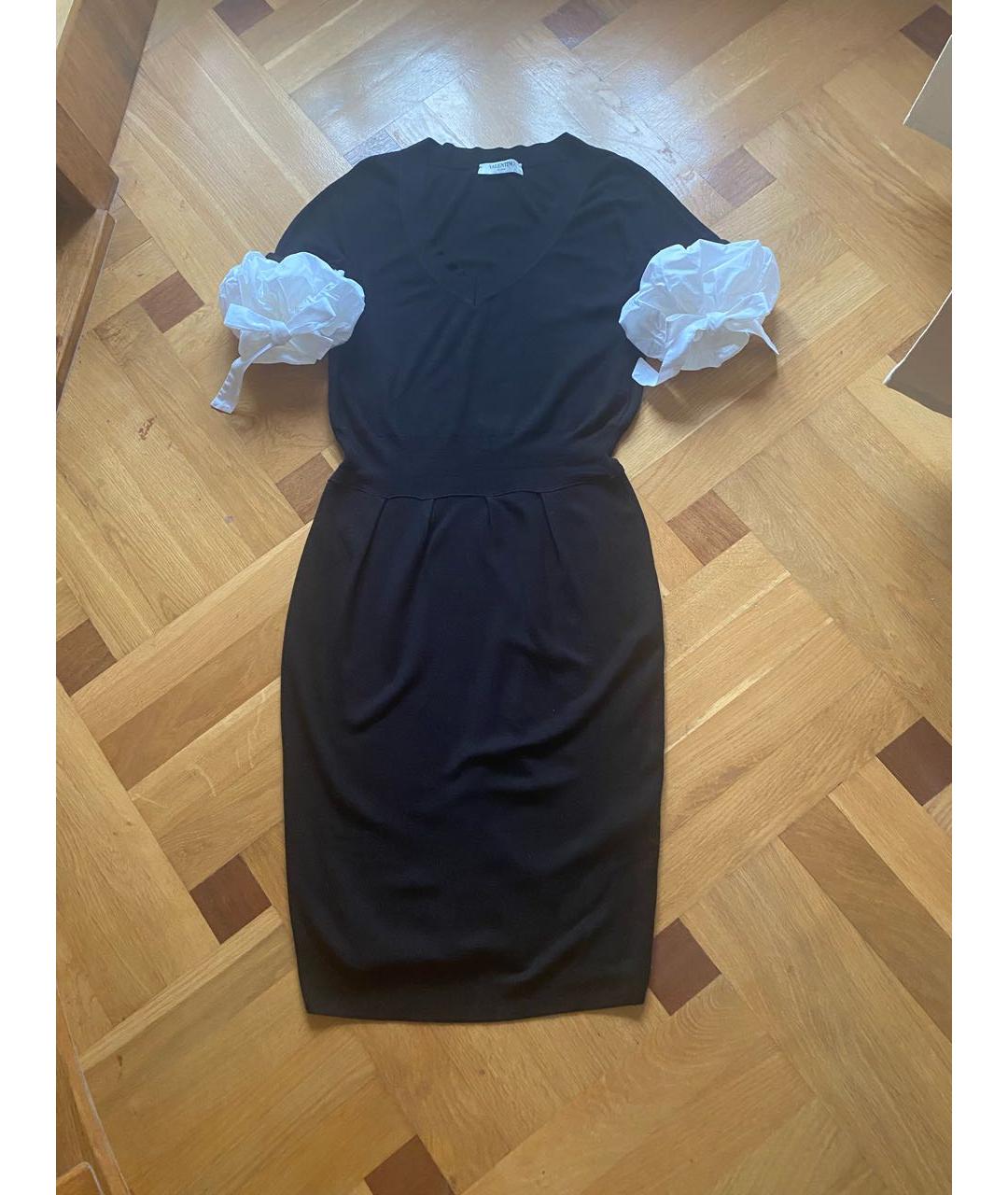 VALENTINO Черное вискозное повседневное платье, фото 5