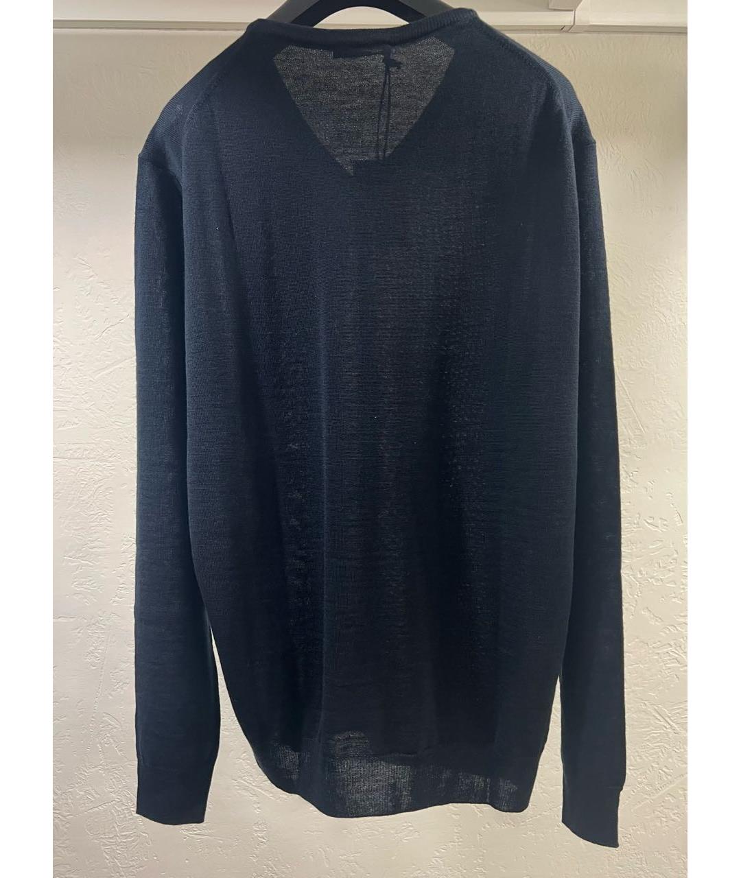 CAVALLI CLASS Темно-синий шерстяной джемпер / свитер, фото 4