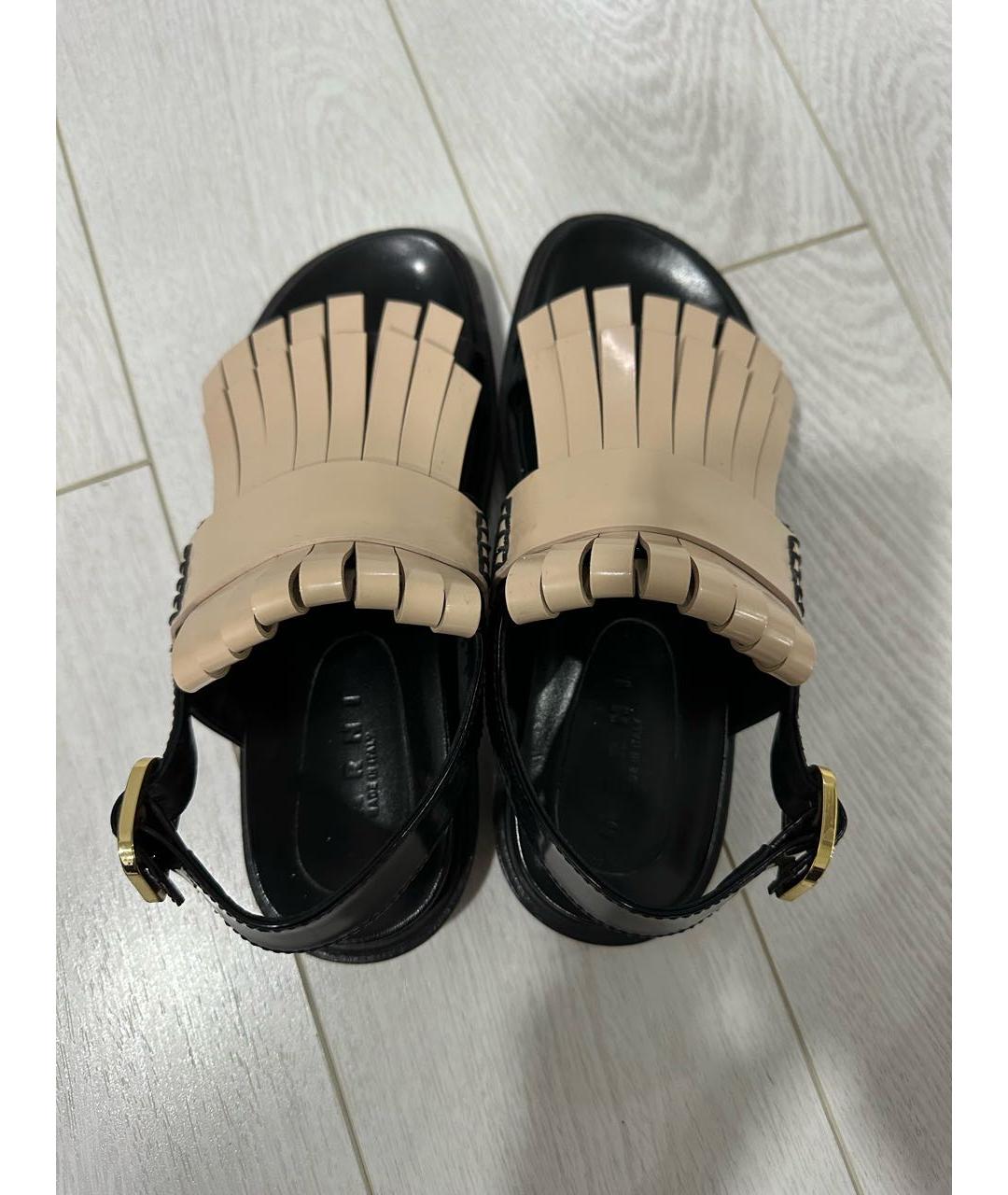 MARNI Бежевые кожаные сандалии, фото 4