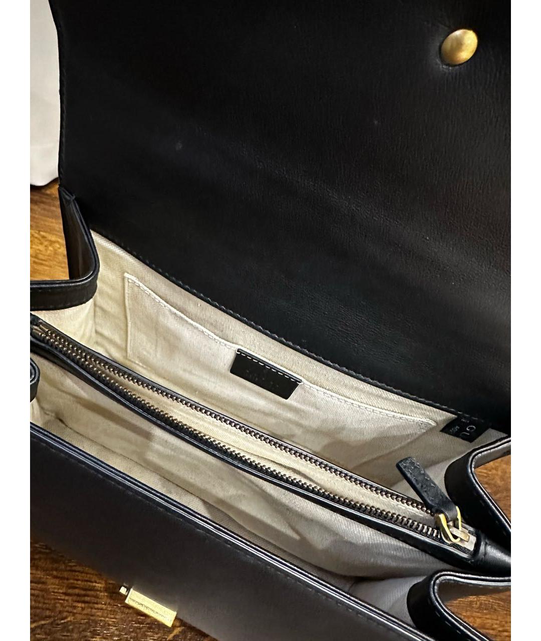 GUCCI Черная кожаная сумка с короткими ручками, фото 5