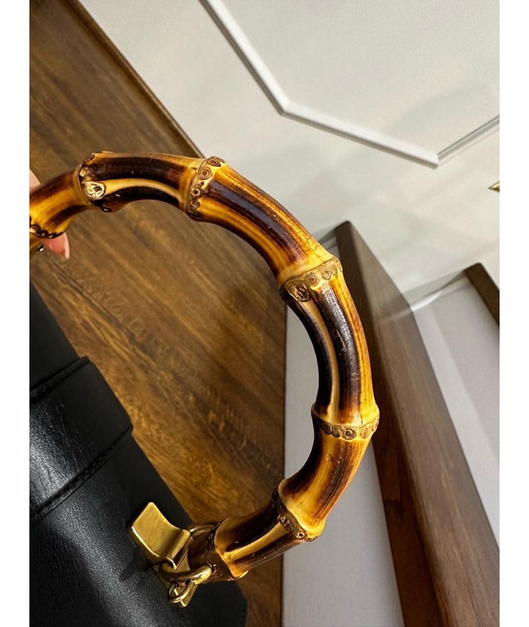 GUCCI Черная кожаная сумка с короткими ручками, фото 4