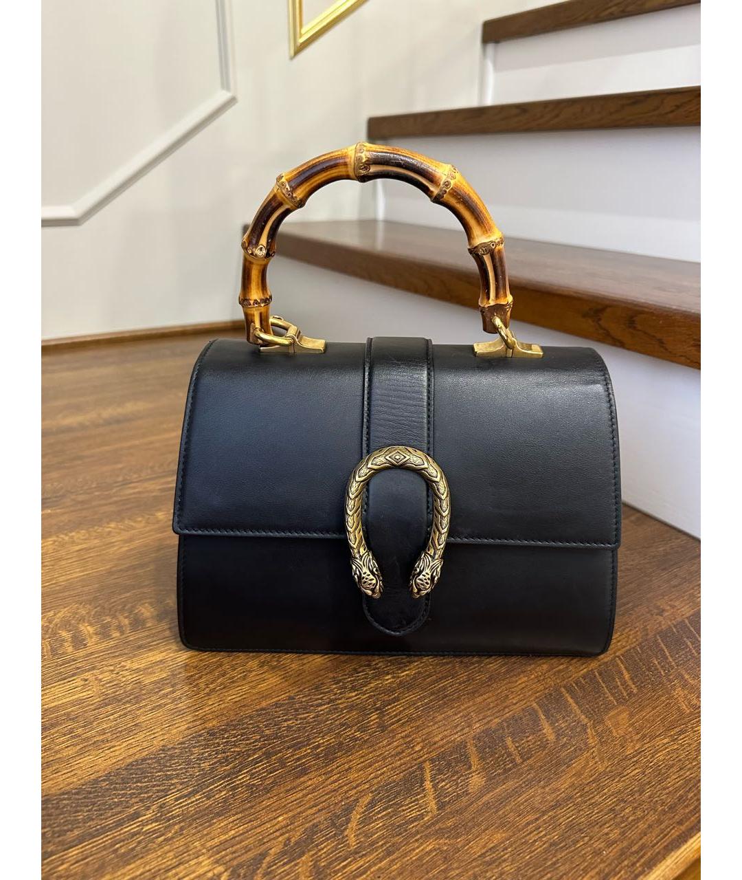 GUCCI Черная кожаная сумка с короткими ручками, фото 7