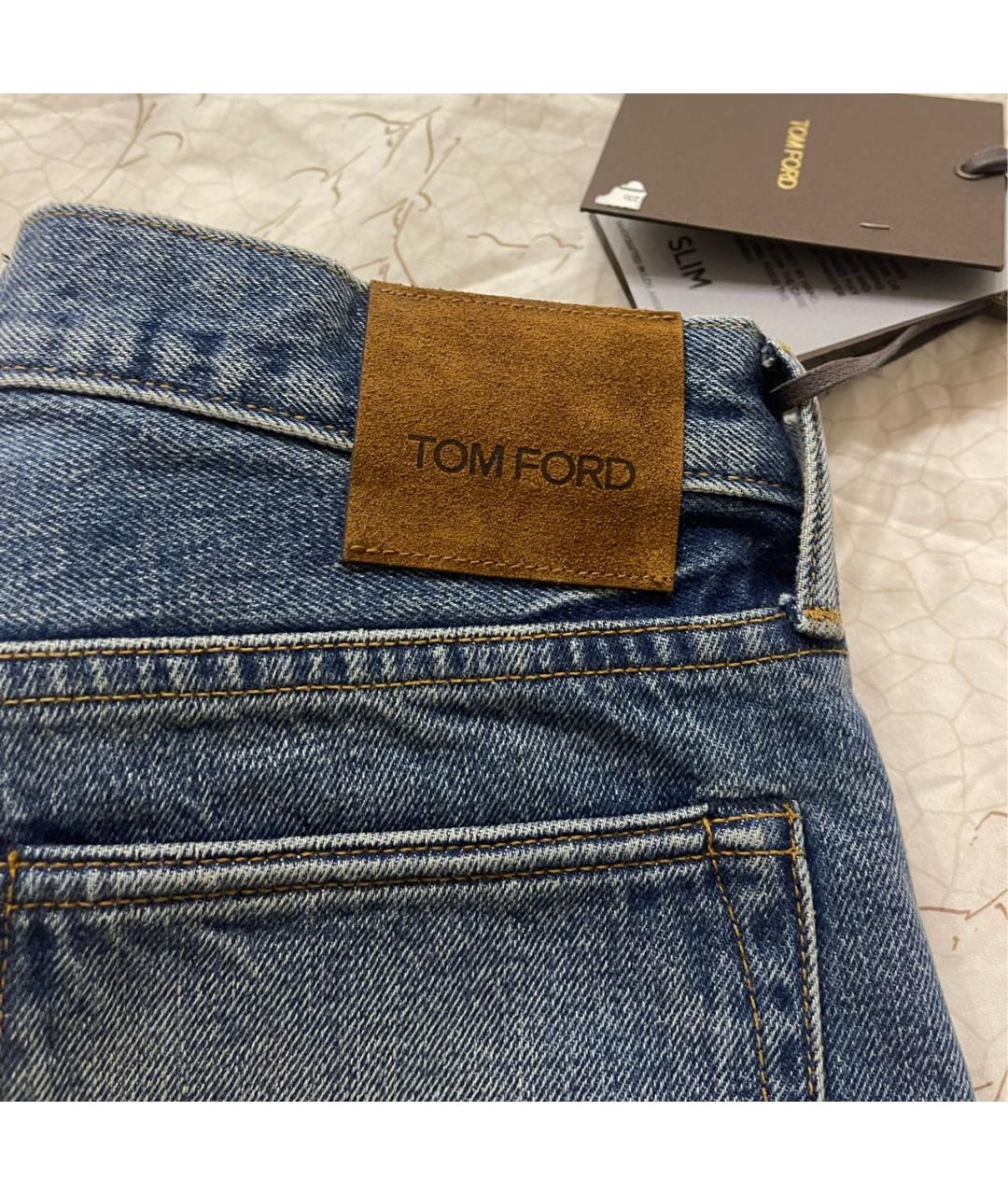 TOM FORD Синие хлопковые джинсы слим, фото 4