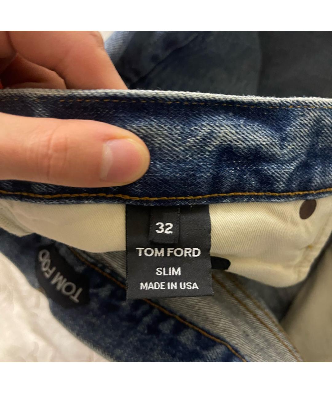 TOM FORD Синие хлопковые джинсы слим, фото 3