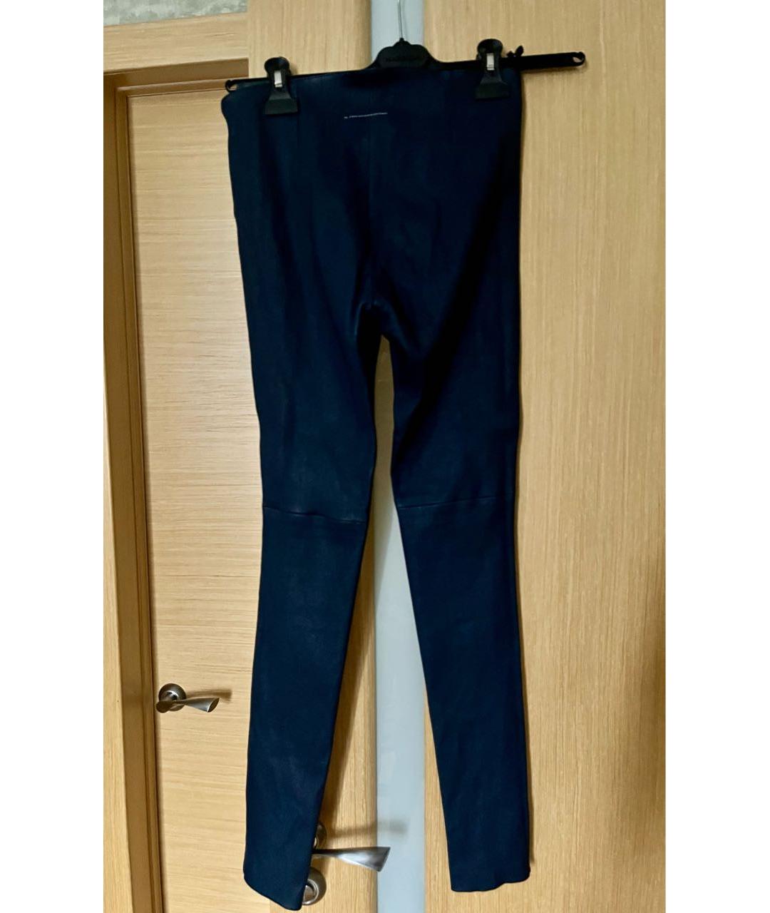 MM6 MAISON MARGIELA Темно-синие кожаные брюки узкие, фото 2