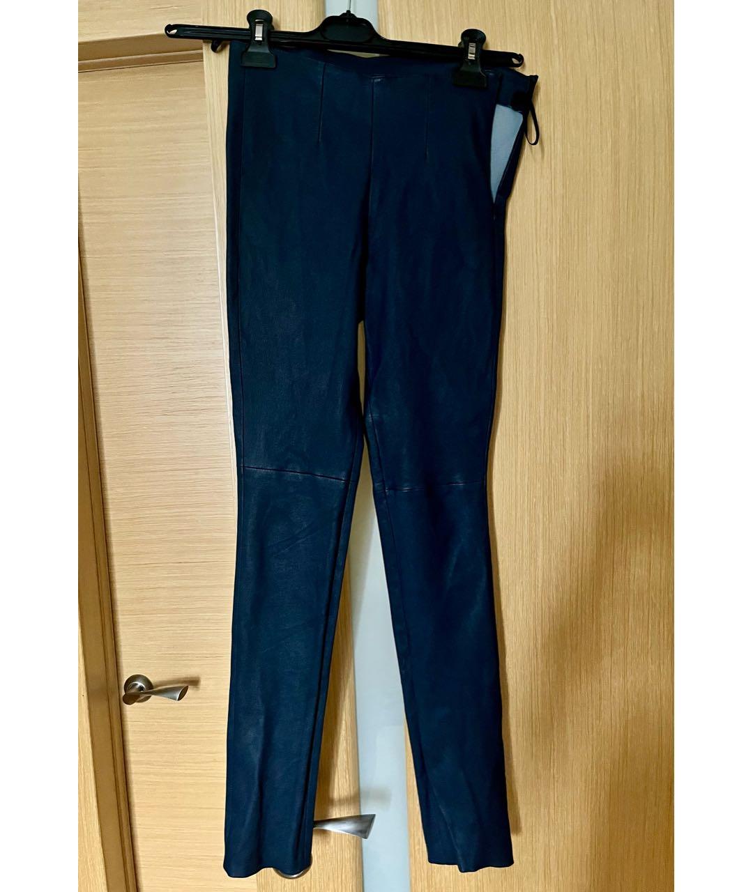MM6 MAISON MARGIELA Темно-синие кожаные брюки узкие, фото 4