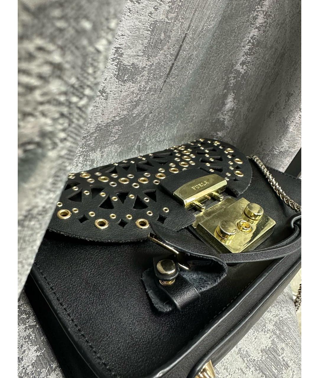 FURLA Черная кожаная сумка через плечо, фото 6