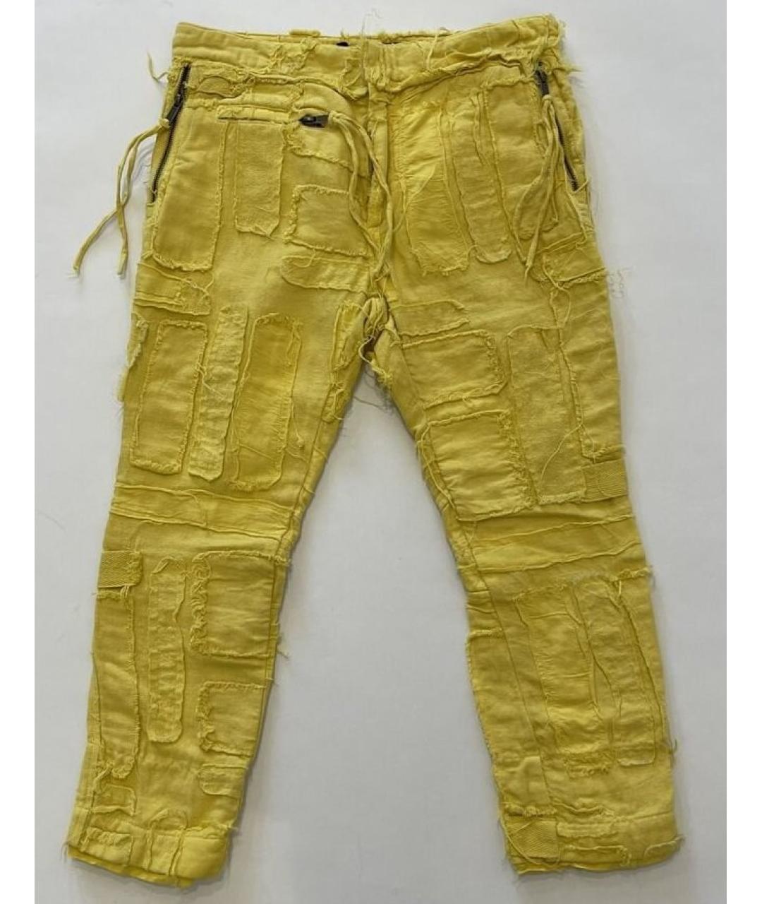 HAIDER ACKERMANN Желтые льняные брюки узкие, фото 7