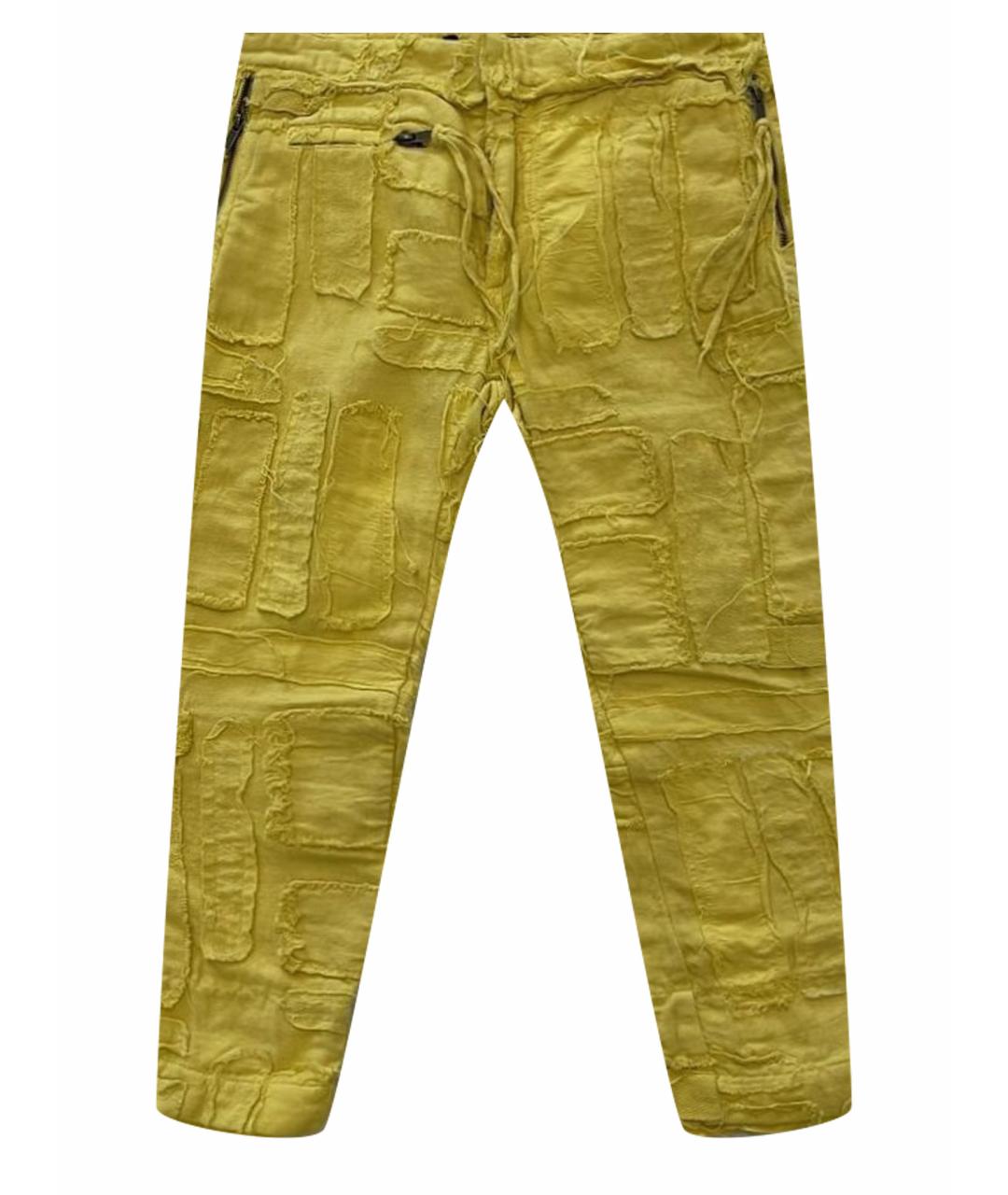 HAIDER ACKERMANN Желтые льняные брюки узкие, фото 1
