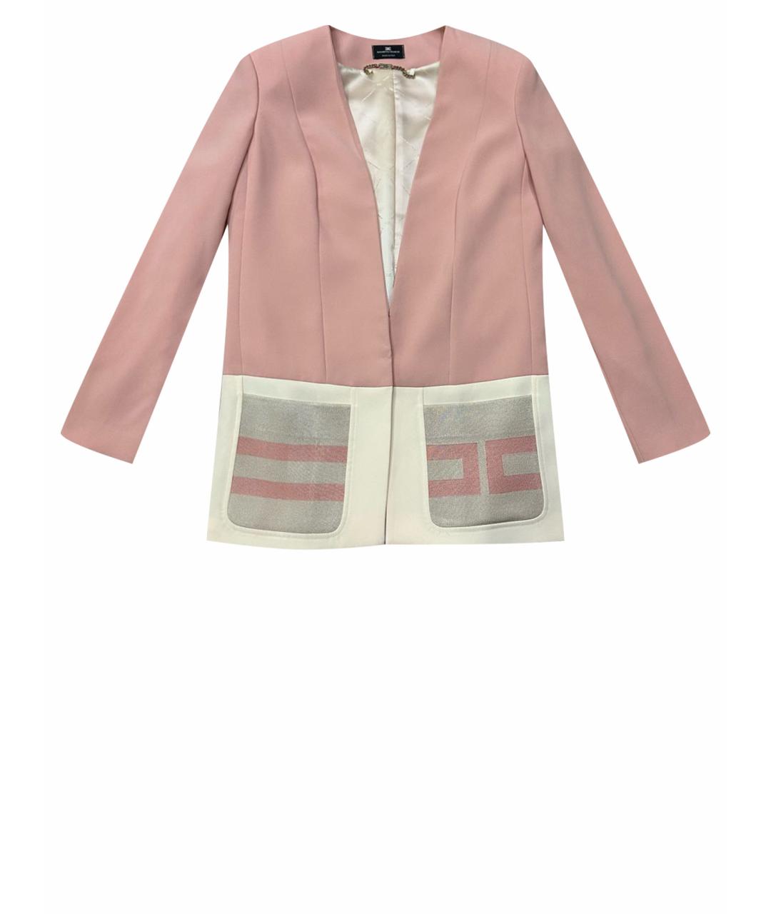 ELISABETTA FRANCHI Розовый полиэстеровый жакет/пиджак, фото 1