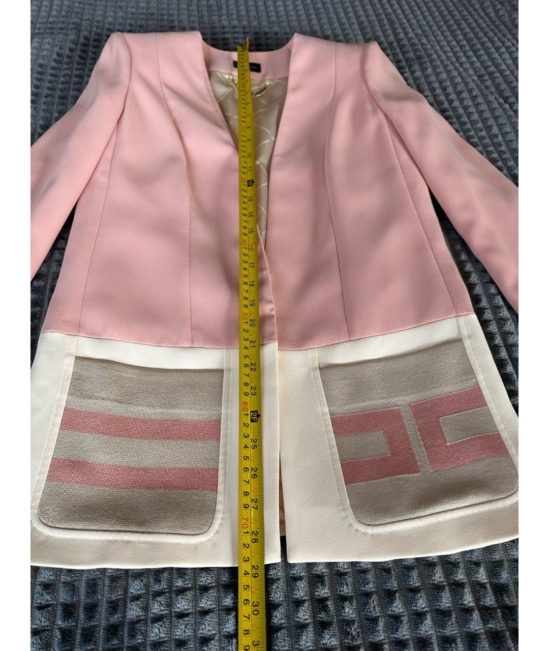 ELISABETTA FRANCHI Розовый полиэстеровый жакет/пиджак, фото 6