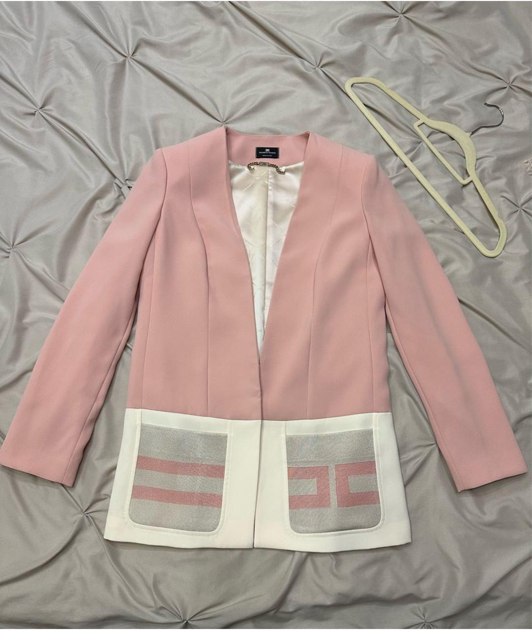 ELISABETTA FRANCHI Розовый полиэстеровый жакет/пиджак, фото 9