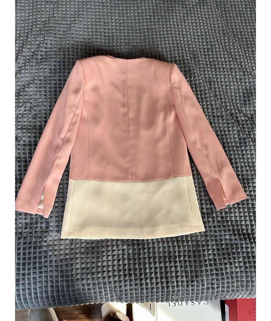ELISABETTA FRANCHI Розовый полиэстеровый жакет/пиджак, фото 2
