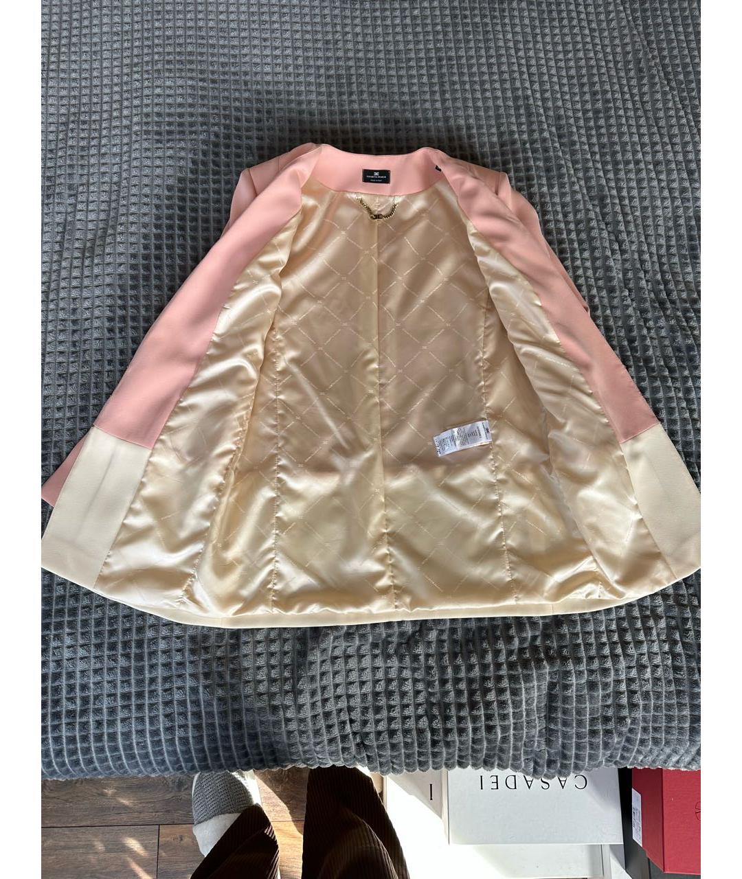 ELISABETTA FRANCHI Розовый полиэстеровый жакет/пиджак, фото 5