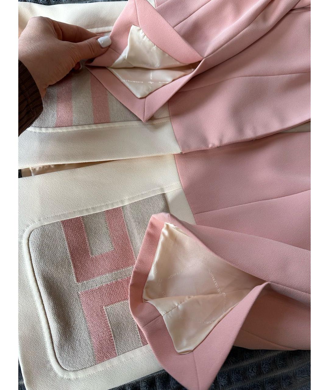 ELISABETTA FRANCHI Розовый полиэстеровый жакет/пиджак, фото 4