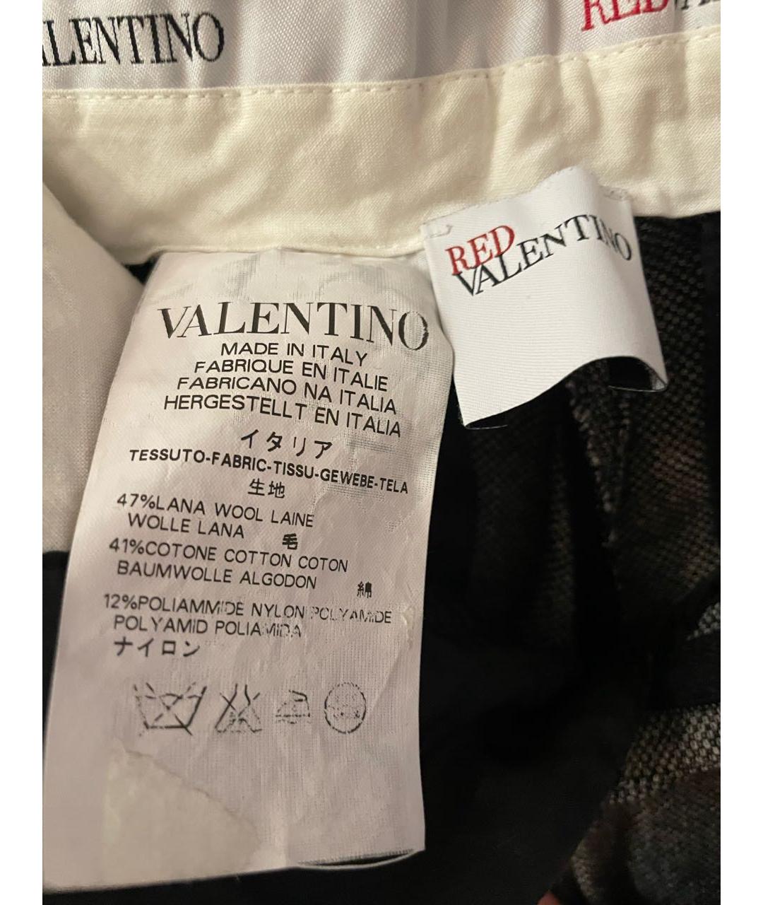 RED VALENTINO Антрацитовые шерстяные прямые брюки, фото 4