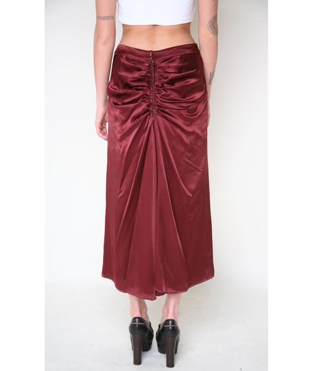 REJINA PYO Бордовая шелковая юбка миди, фото 2