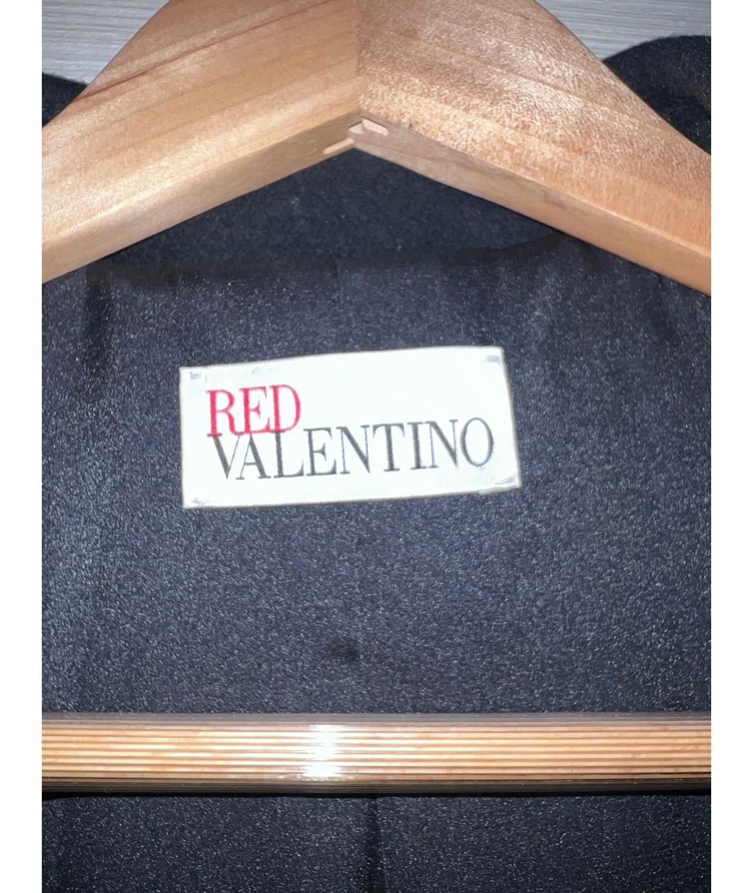RED VALENTINO Темно-синее шерстяное пальто, фото 4