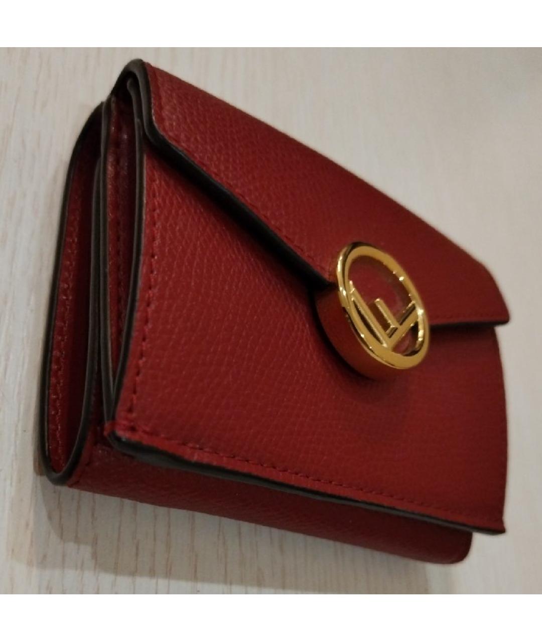FENDI Бордовый кожаный кошелек, фото 2