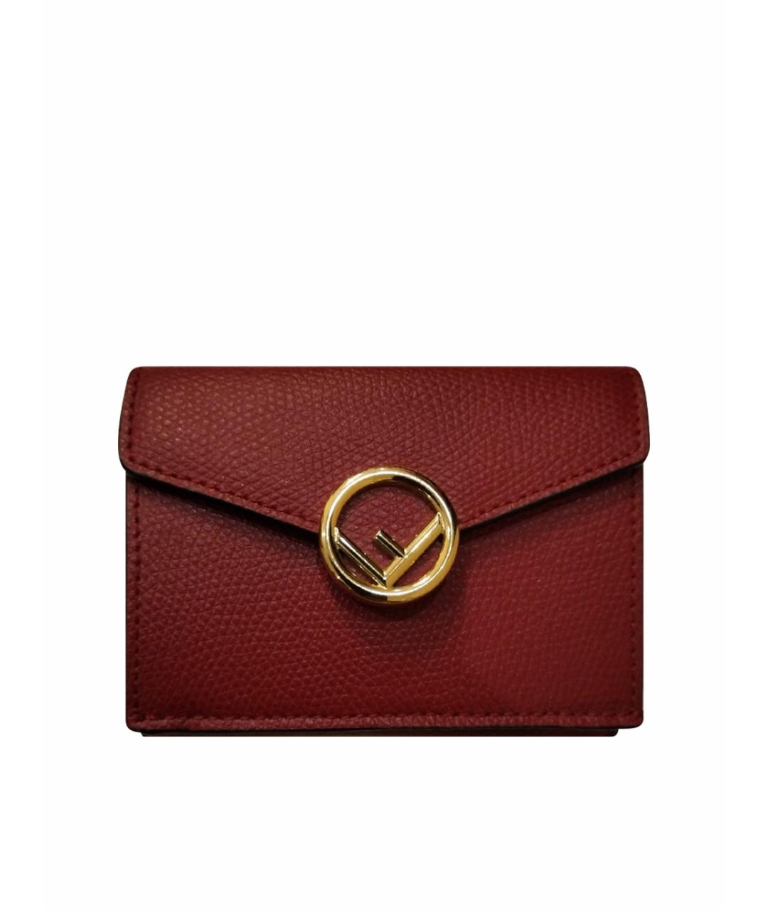 FENDI Бордовый кожаный кошелек, фото 1