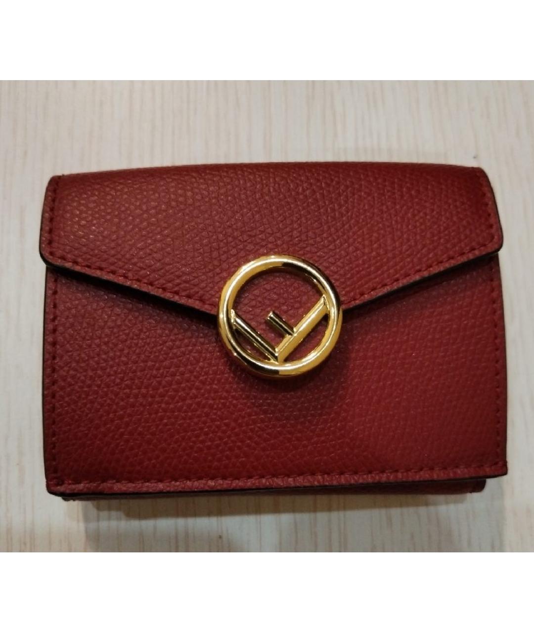 FENDI Бордовый кожаный кошелек, фото 7