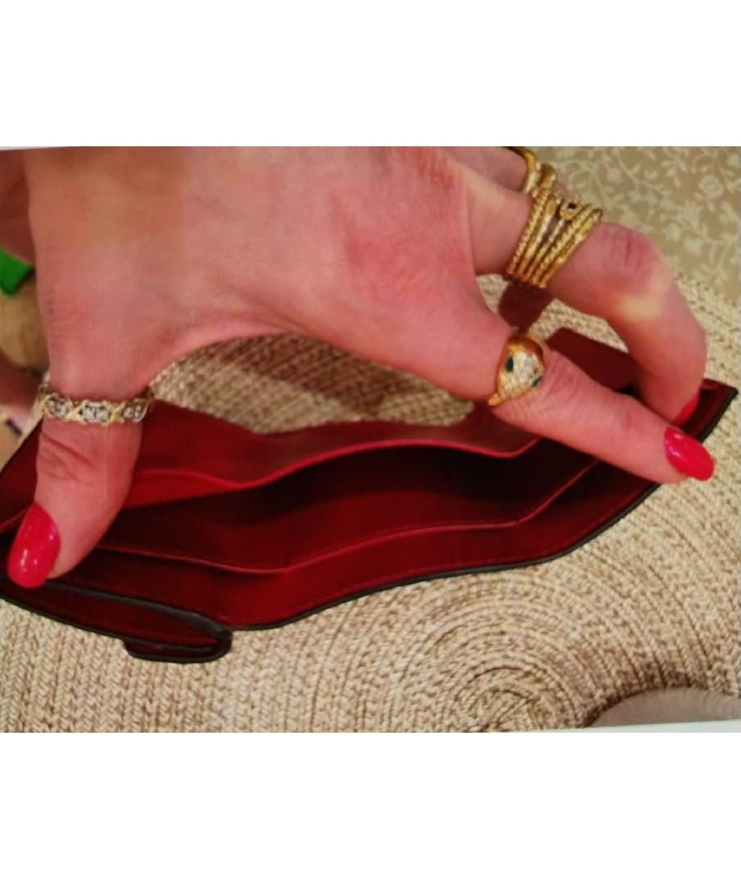 FENDI Бордовый кожаный кошелек, фото 5