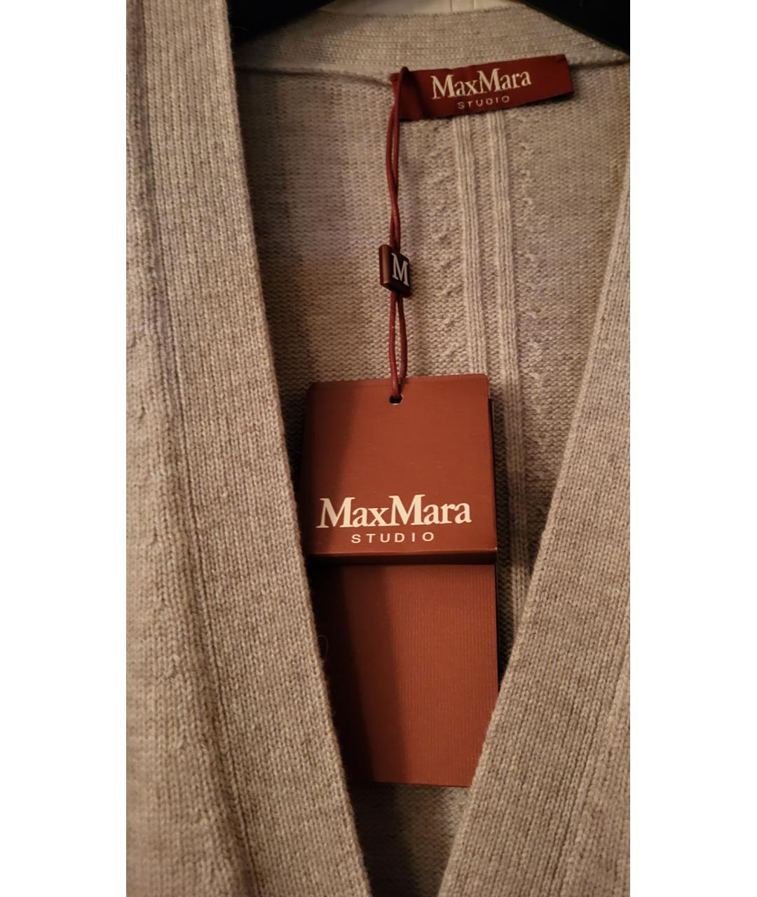 MAX MARA STUDIO Бежевый шерстяной кардиган, фото 3