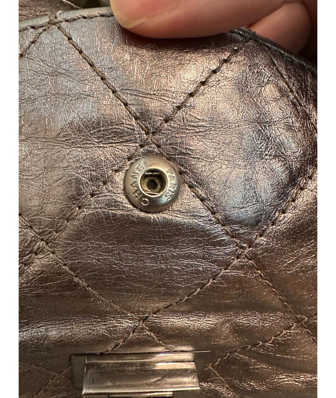 CHANEL PRE-OWNED Серебряная кожаная сумка через плечо, фото 5